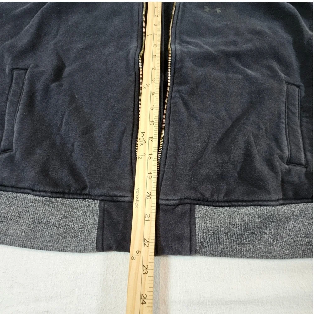Under Armour Bomber Jacket Womens L Black‎ Threadborne Full Zip Fleece